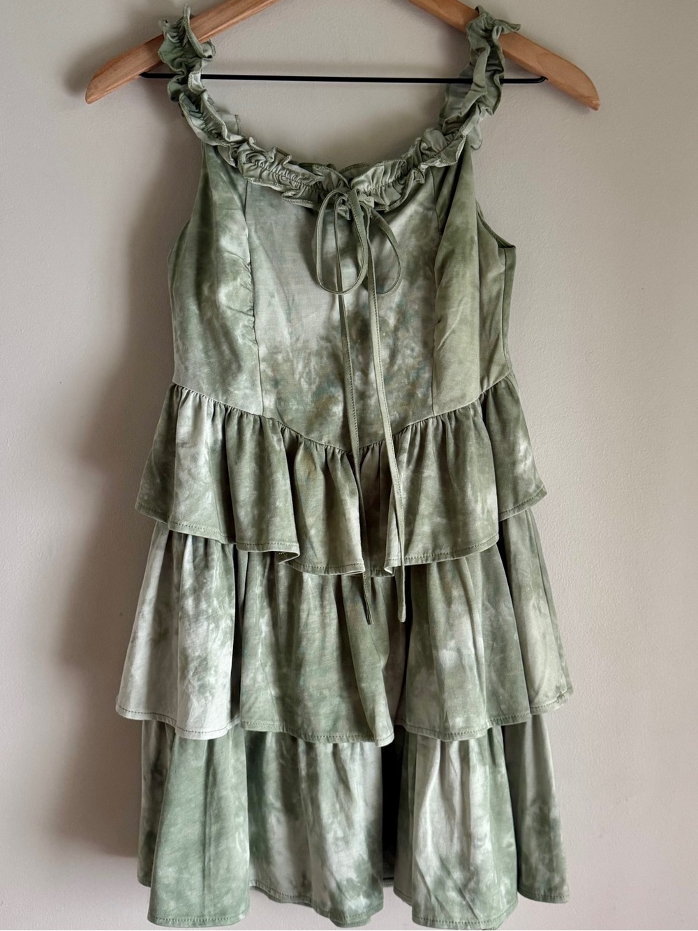 Cider Vineyard Strolls Green Corset Ruffle Sleeve Mini Dress Size Small - Picture 3 of 10